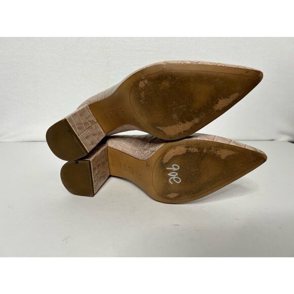 1 State Heel Pumps Size 9 Pink Leather Croc Print Block Heel - Picture 6 of 6